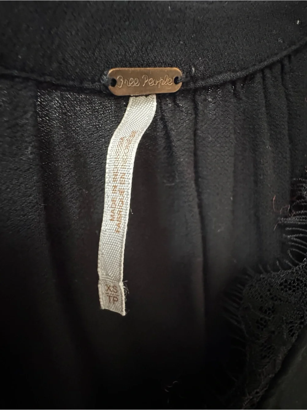 Free People Black Lace Sleeve V-Neck Camisole